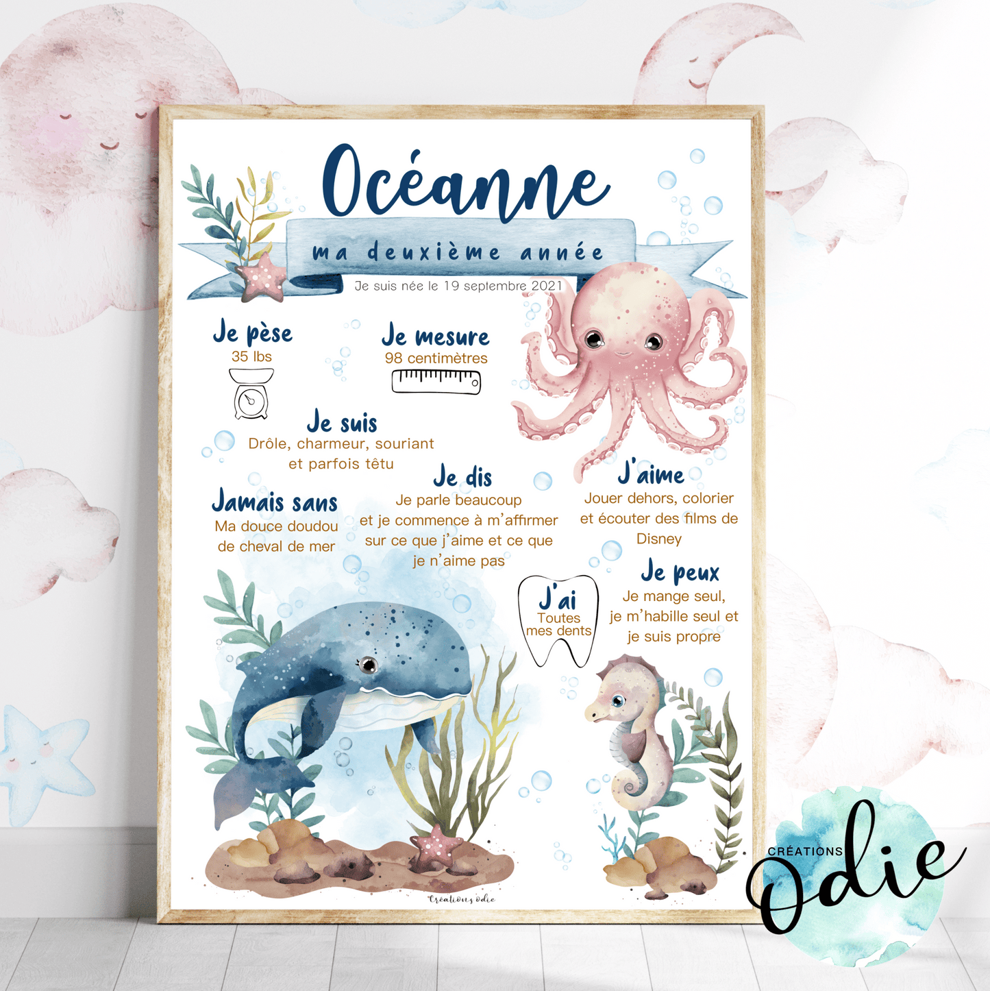 Affiche Ma première année - Océan - Bébés et tout-petits - Créations Odie