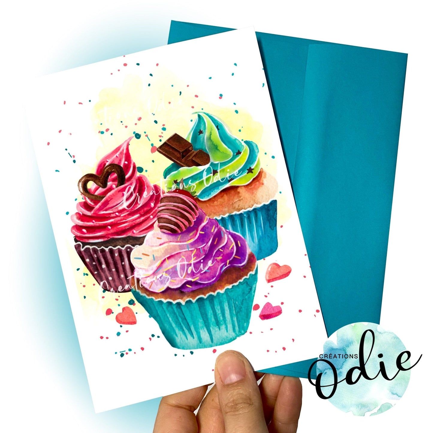 Carte - Cupcakes - Carte de voeux - Créations Odie