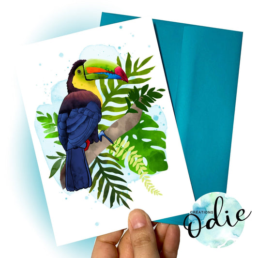 Carte - Toucan bleu - Carte de voeux - Créations Odie
