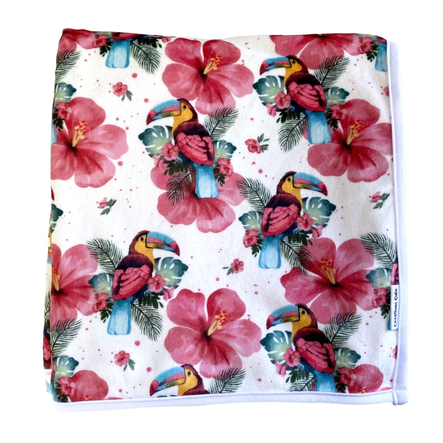 Couverture - Collection Toucan blanche - Tissu - Créations Odie