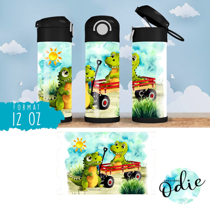 Gourde thermos - Ah les crocos - Verre isotherme - Créations Odie