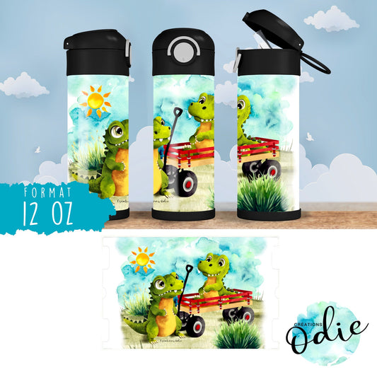 Gourde thermos - Ah les crocos - Verre isotherme - Créations Odie