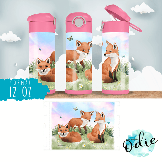 Gourde thermos - Les 3 petits renards - Verre isotherme - Créations Odie
