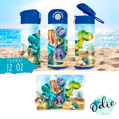 Gourde thermos - Les amis dinos - Verre isotherme - Créations Odie
