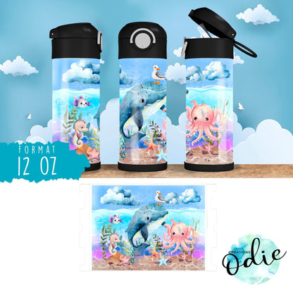 Gourde thermos - Nautique - Verre isotherme - Créations Odie