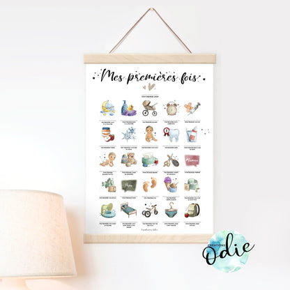 Support aimanté en bois pour afficher une affiche de bébé facilement sans cadre
