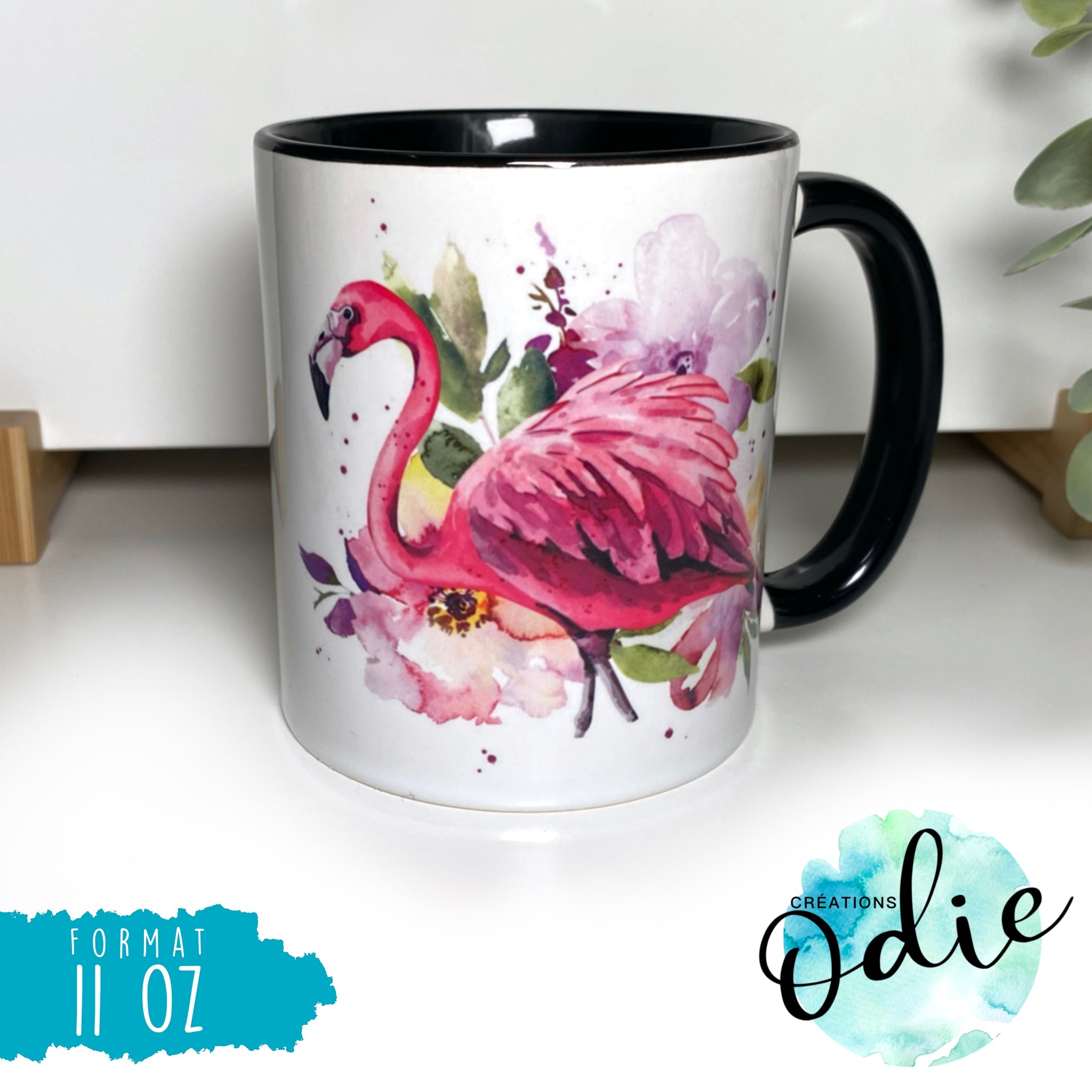 Tasse chocolat chaud Caf Flamant rose Cr ations Odie