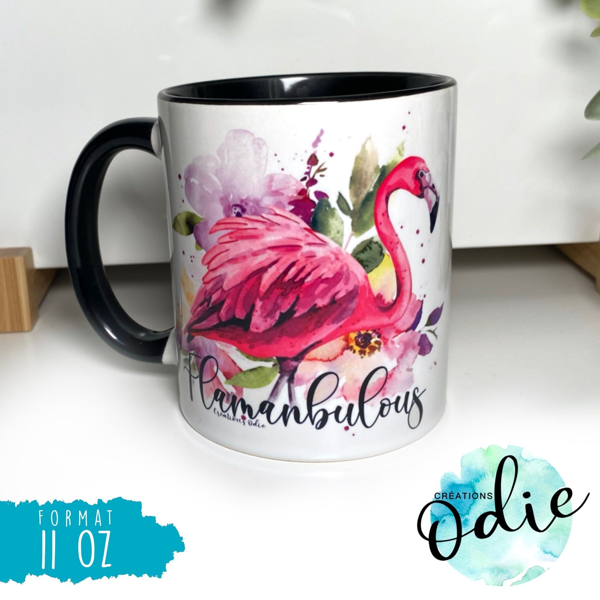 Tasse chocolat chaud Caf Flamant rose Cr ations Odie