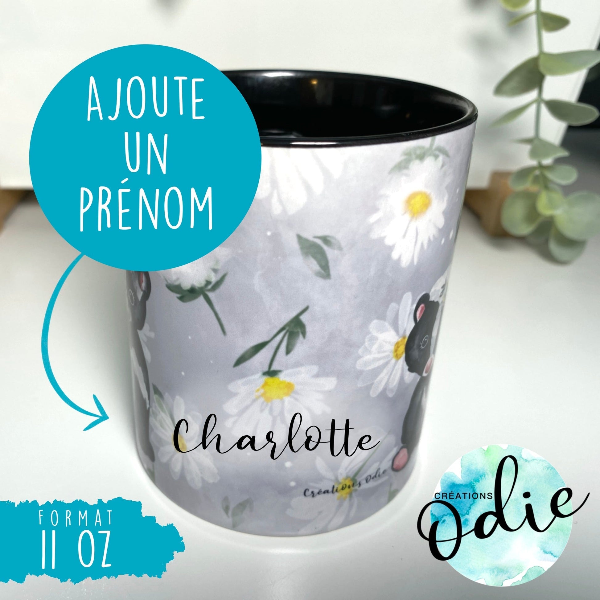 Tasse Mouffettes fond gris - Tasse - Créations Odie